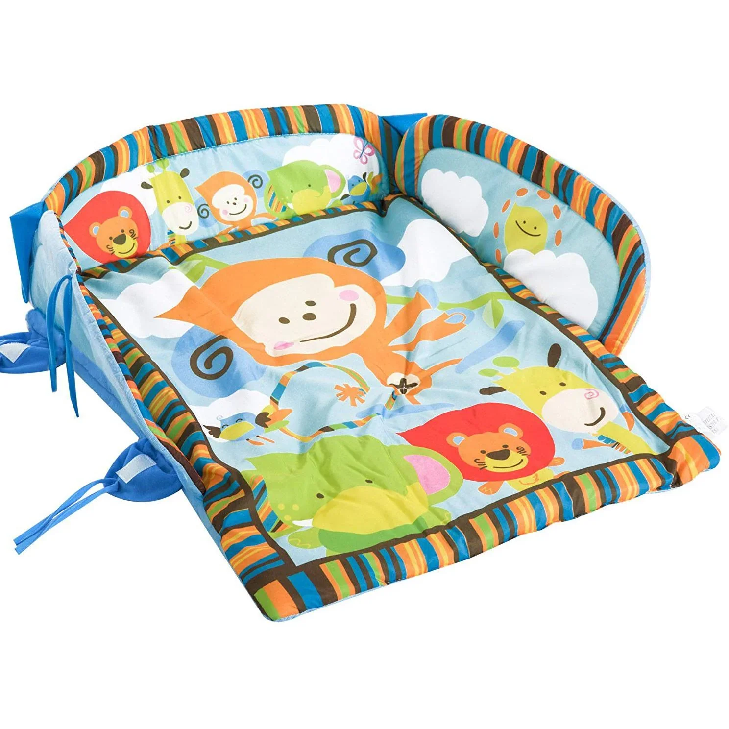 Kinderteppich Tiere Krabbeldecke mit Spielbogen Bunt Affenform - 3
