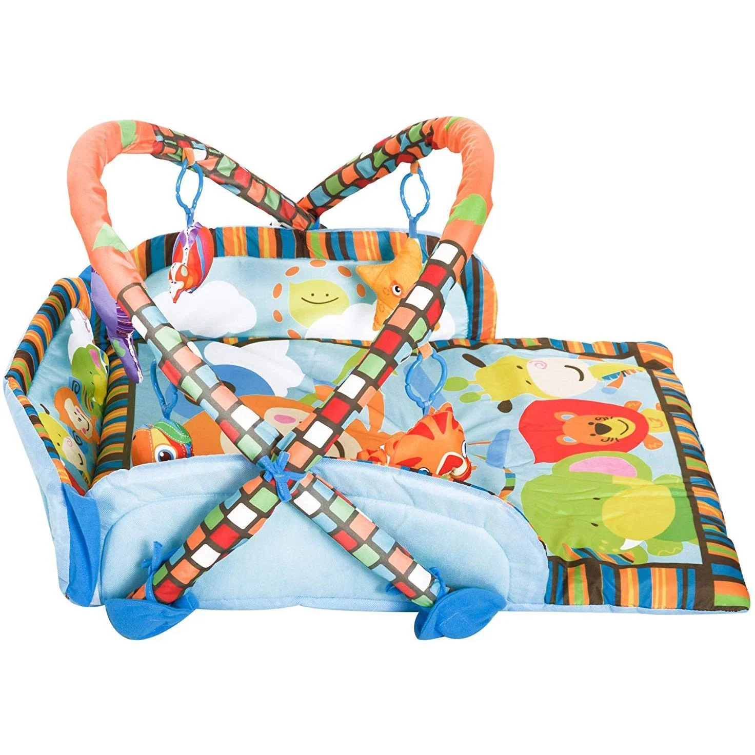 Kinderteppich Tiere Krabbeldecke mit Spielbogen Bunt Affenform - 4