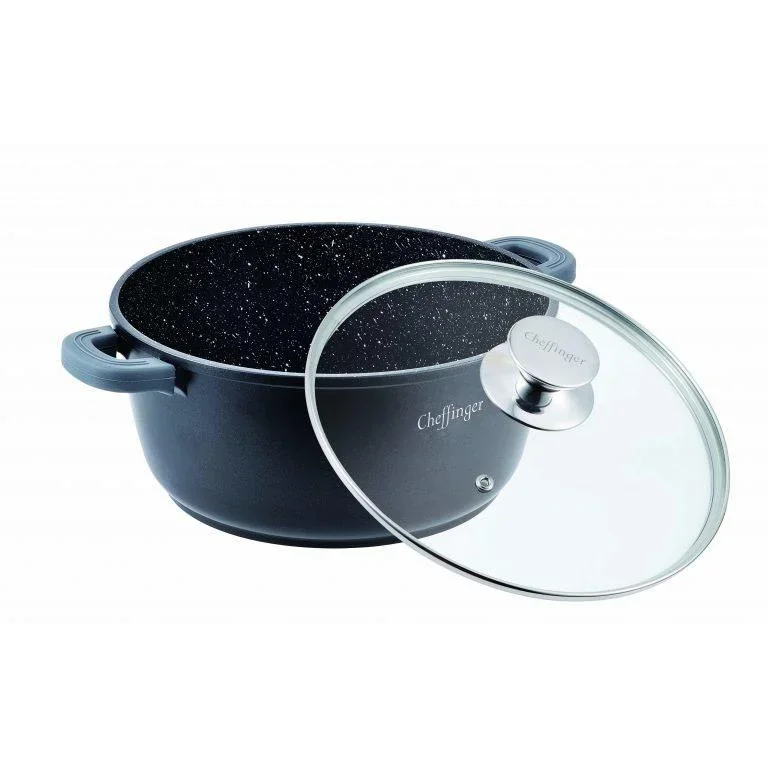 Cheffinger Kasserolle/Tiefe Pfanne mit Deckel - 20cm - 2.5L - 0