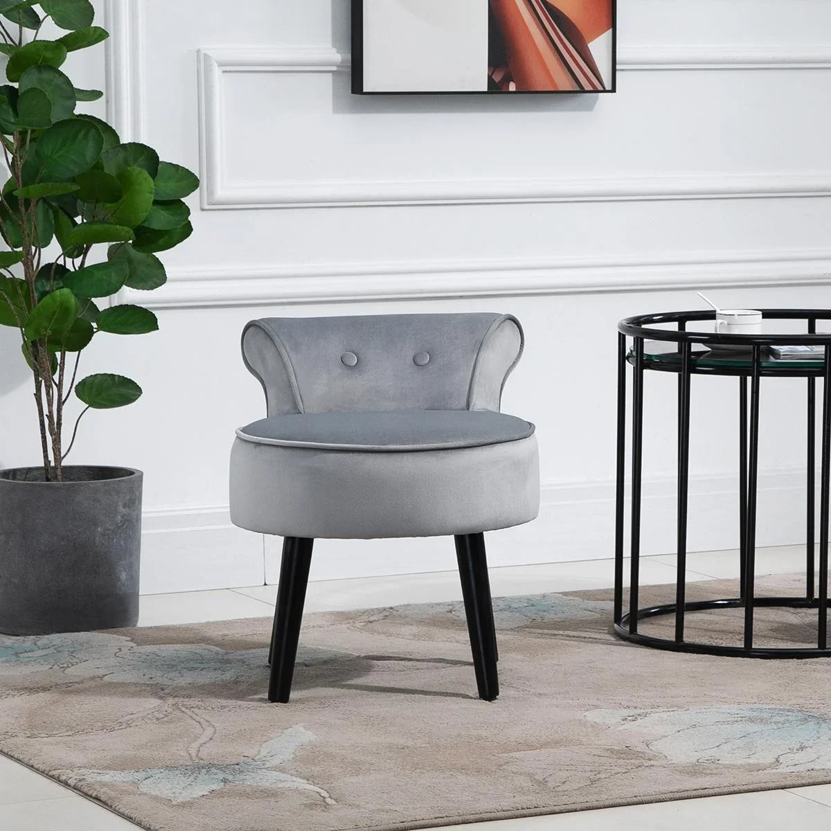 Fußhocker moderner Sitzhocker mit Rücklehne Ottomane für Schlafzimmer Wohnzimmer Velvet-feel Fabric Tannenholz Schaumsto - 2