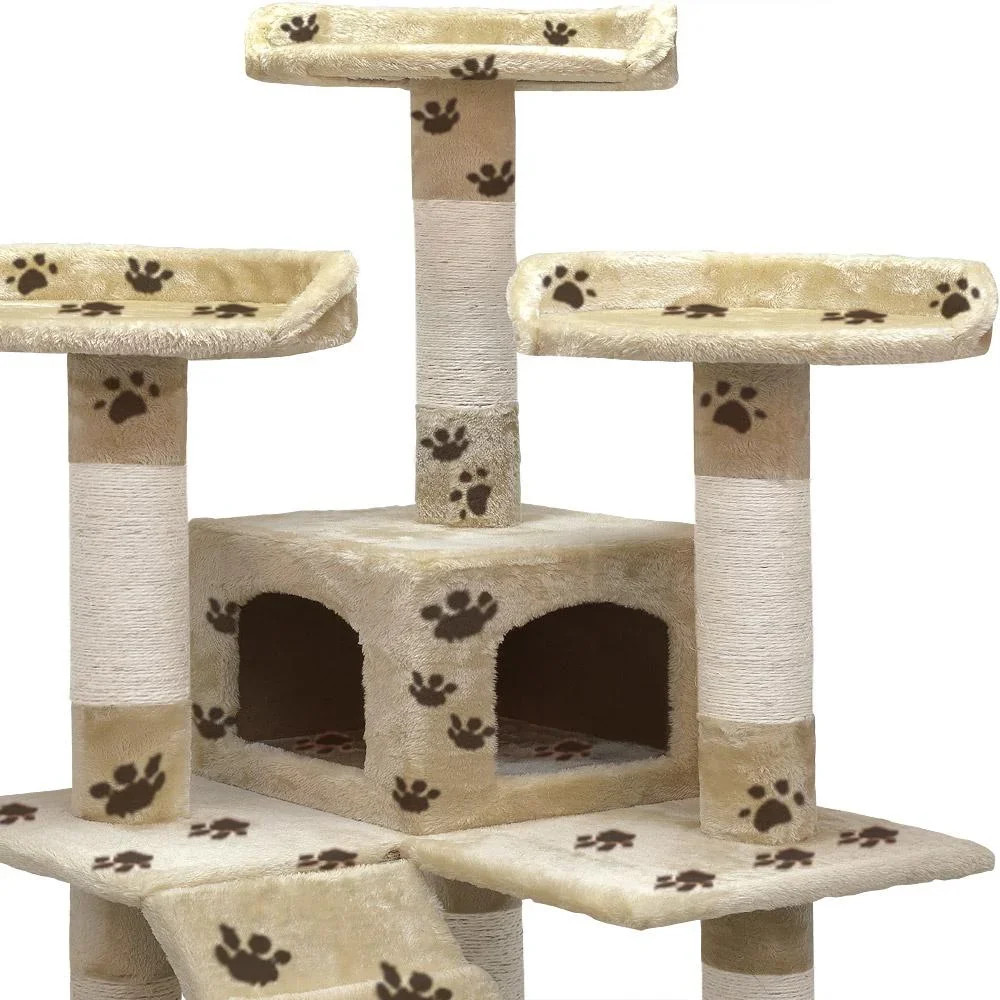 Kratzbaum 175 cm beige mit Beinmuster - 0