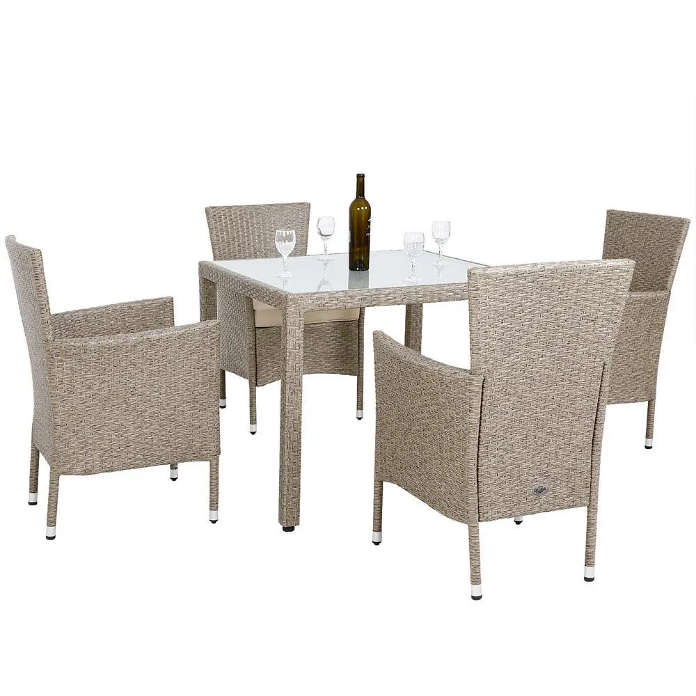 Gartenmöbelset Bali Polyrattan beige stapelbar 9-teilig - 2