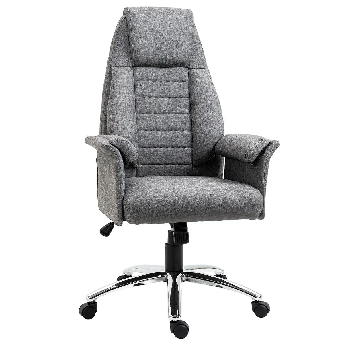 Drehstuhl Chefsessel Bürostuhl Schreibtischstuhl höhenverstellbar, Stoff+Metall, 79x70,5x116-125cm (Grau) - 2