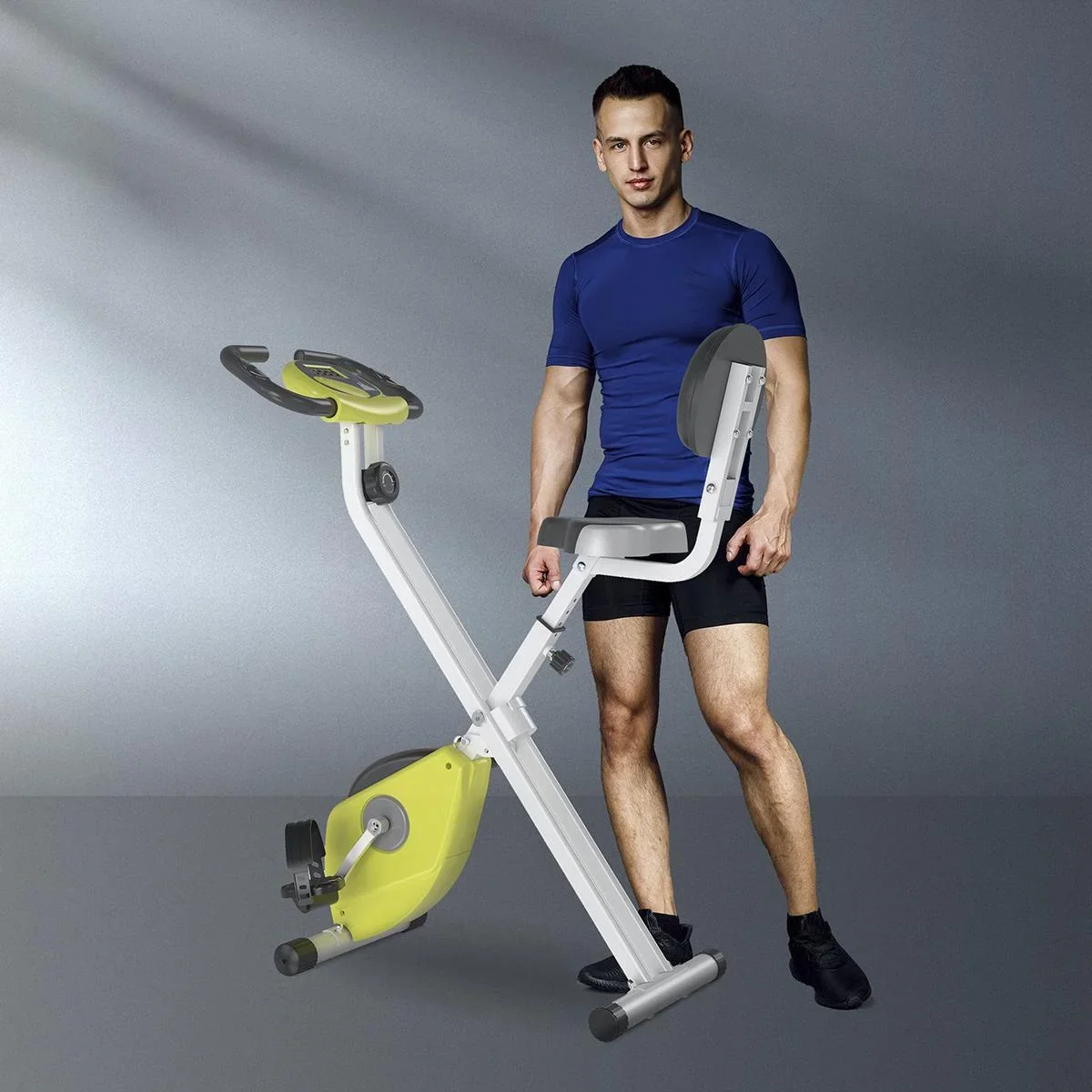 Heimtrainer Fahrradtrainer mit 8 stufig einstellbarem Magnetwiderstand höhenverstellbar Stahl Gelb+Weiß 43 x 97 x 109 cm - 2