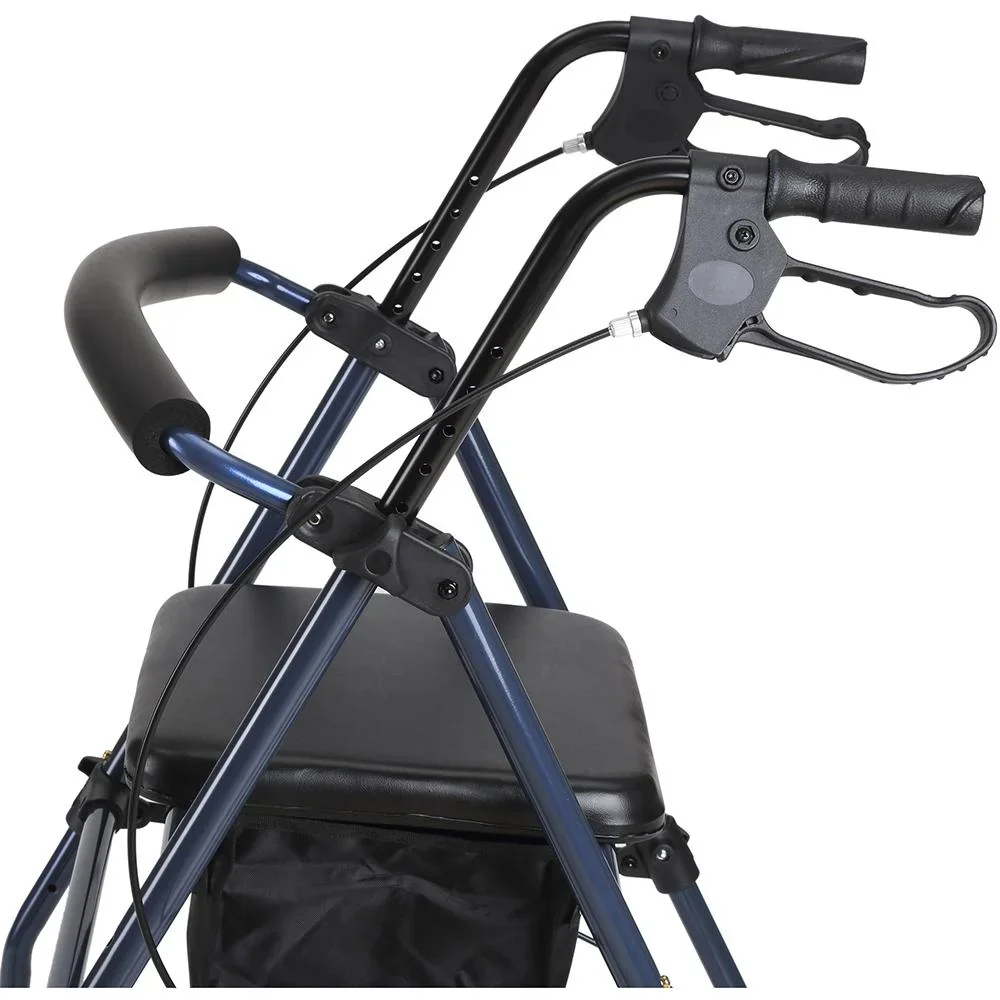 Rollator Gehhilfe Laufhilfe für Senioren höhenverstellbar faltbar Stahl Schwarz - 5