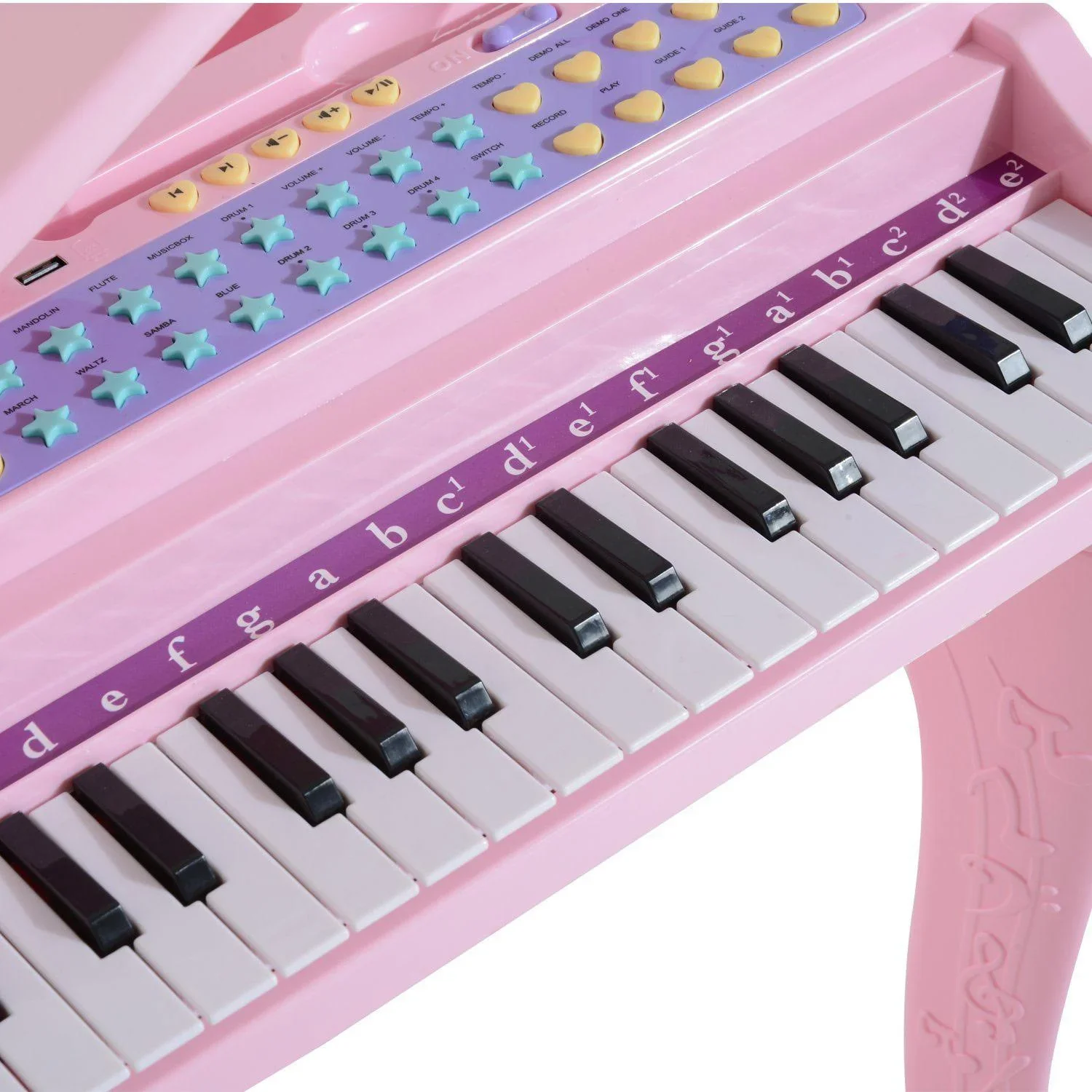Kinderklavier Musikinstrument MP3 USB inkl. Hocker 37 Tasten rosa - 0