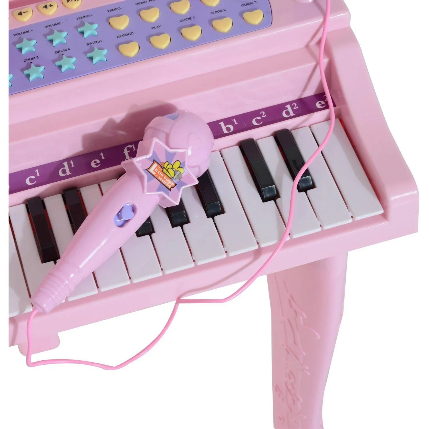 Kinderklavier Musikinstrument MP3 USB inkl. Hocker 37 Tasten rosa - 1