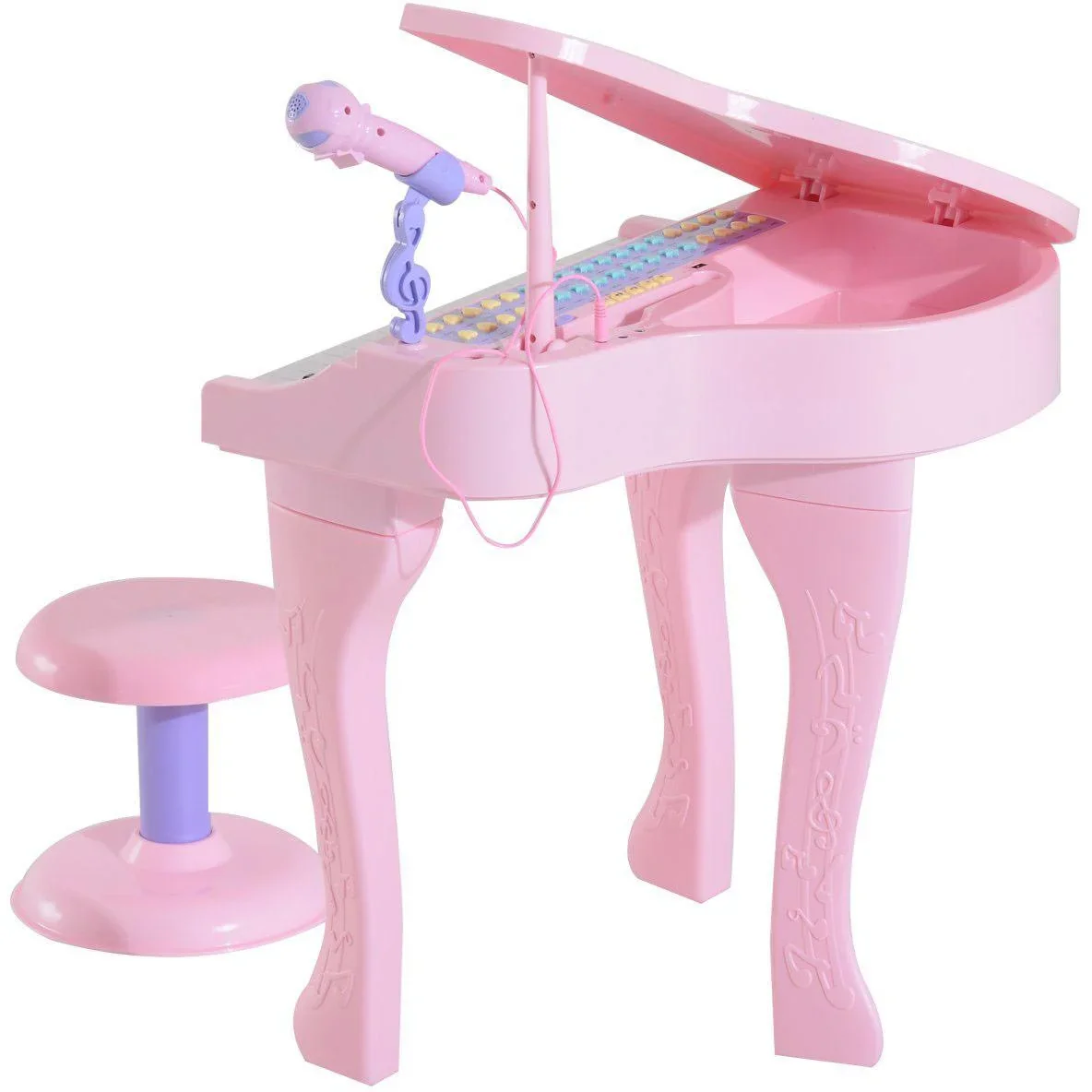 Kinderklavier Musikinstrument MP3 USB inkl. Hocker 37 Tasten rosa - 6