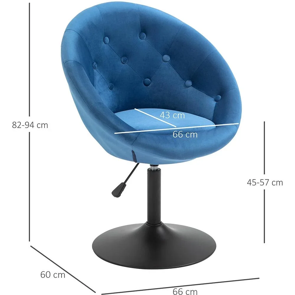 Loungesessel im Velvet Look Blau - 1