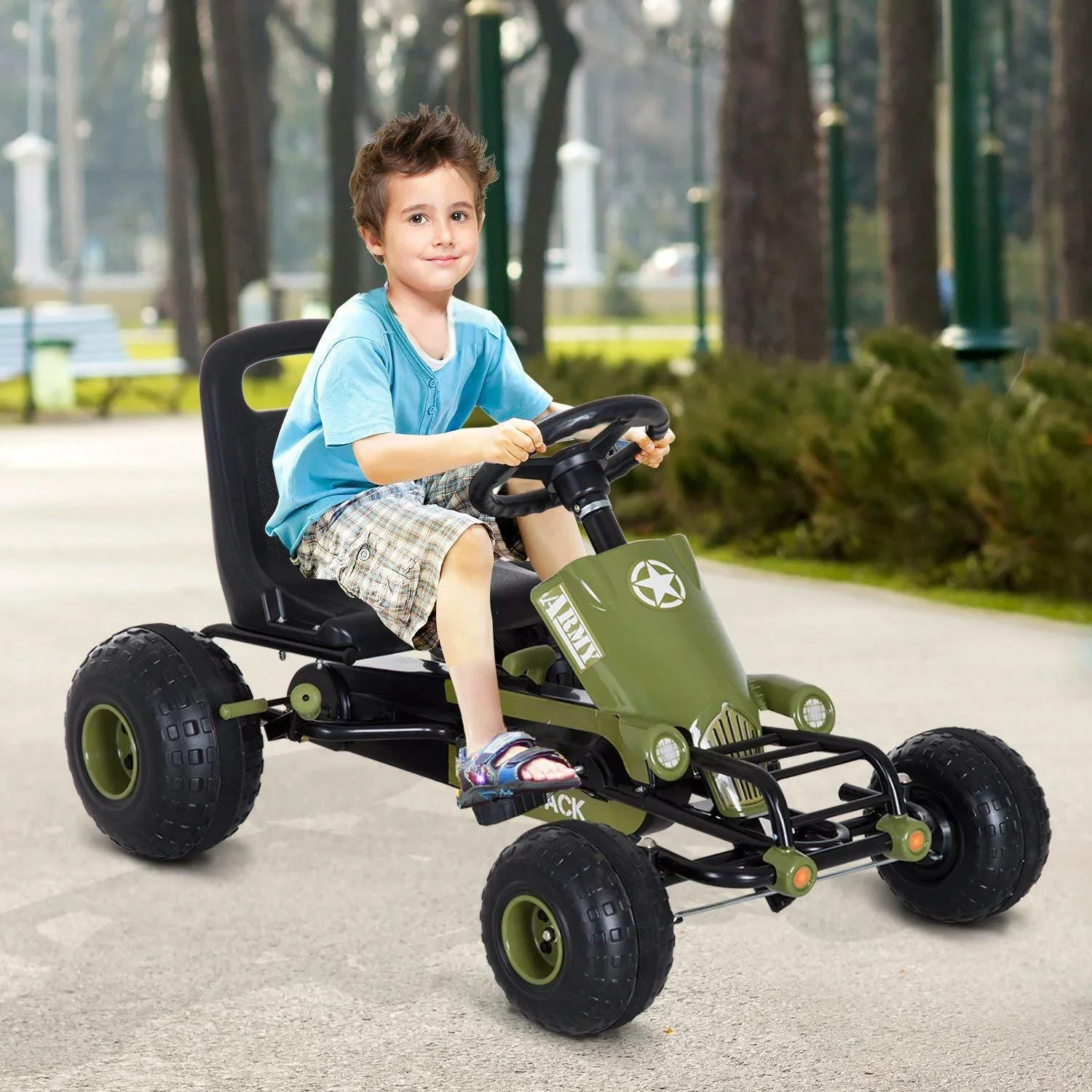 Tretauto Tretfahrzeug Go Kart ab 3 Jahre Grün - 6