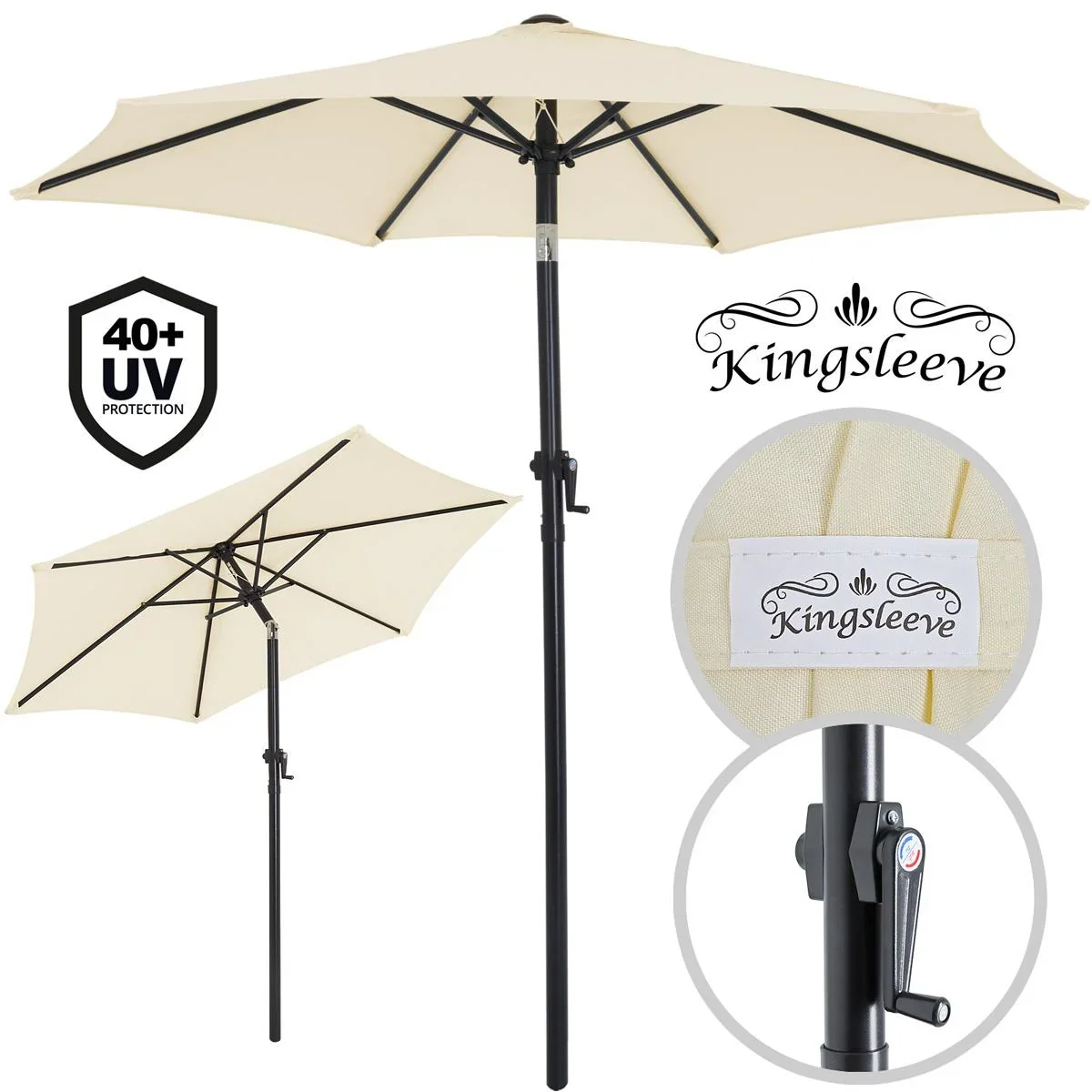 Sonnenschirm Beige Ø200cm UV-Schutz 40+ - 1