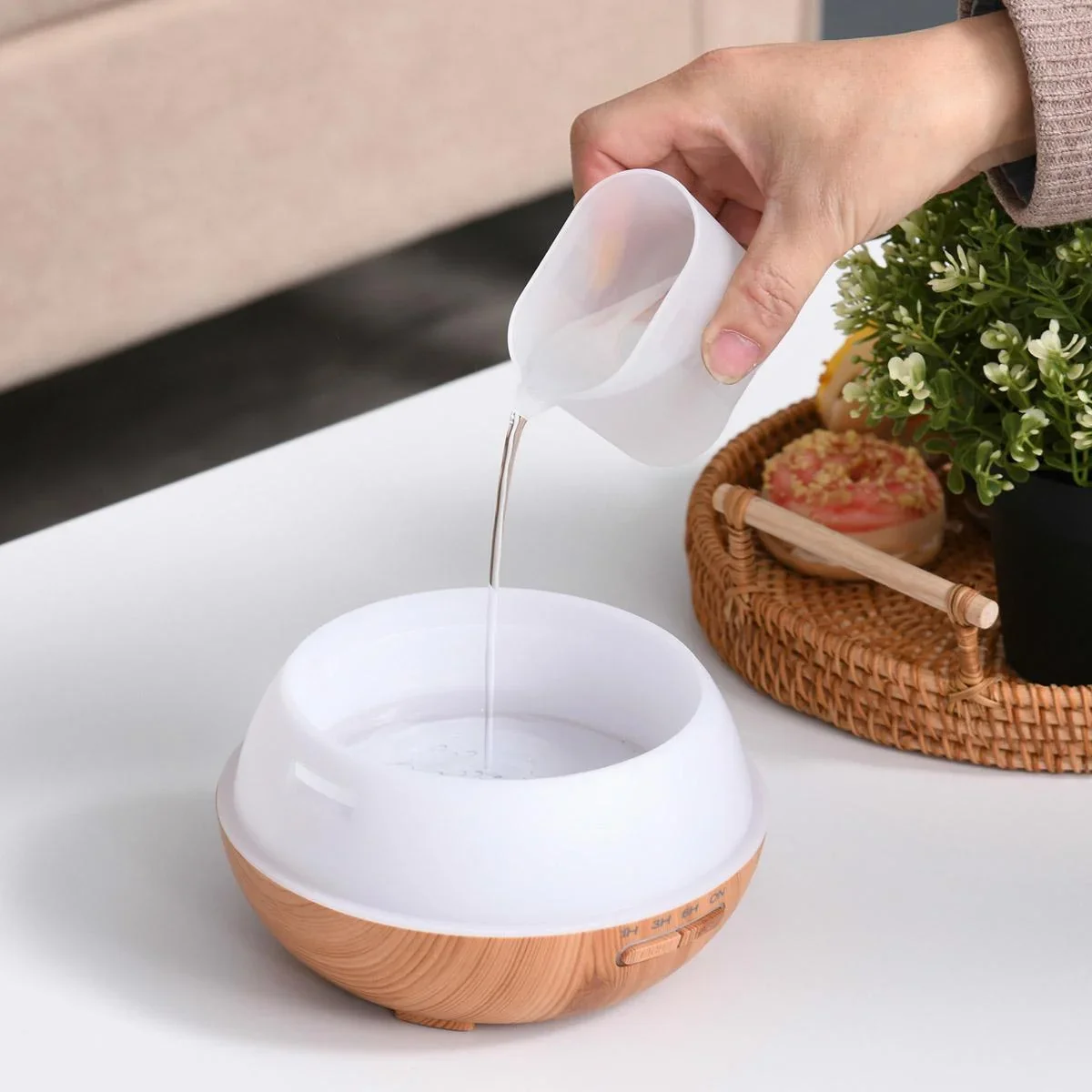 Aroma Diffuser Luftbefeuchter mit 7 Farben LED Lichter für Zuhause Büro Schlafzimmer Ätherische Öle 400 ml Natur - 1