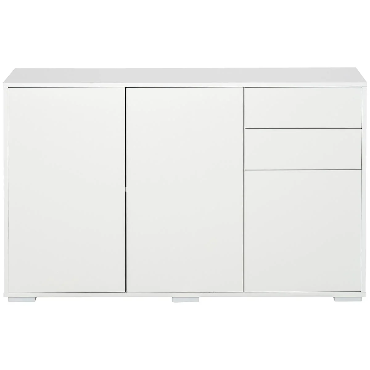 Standschrank Aufbewahrungsschrank Mehrzweckschrank Aktenschrank Kommode 2 Schublade 3 Türen E1 Spanplatte Hochglanz Weiß - 0