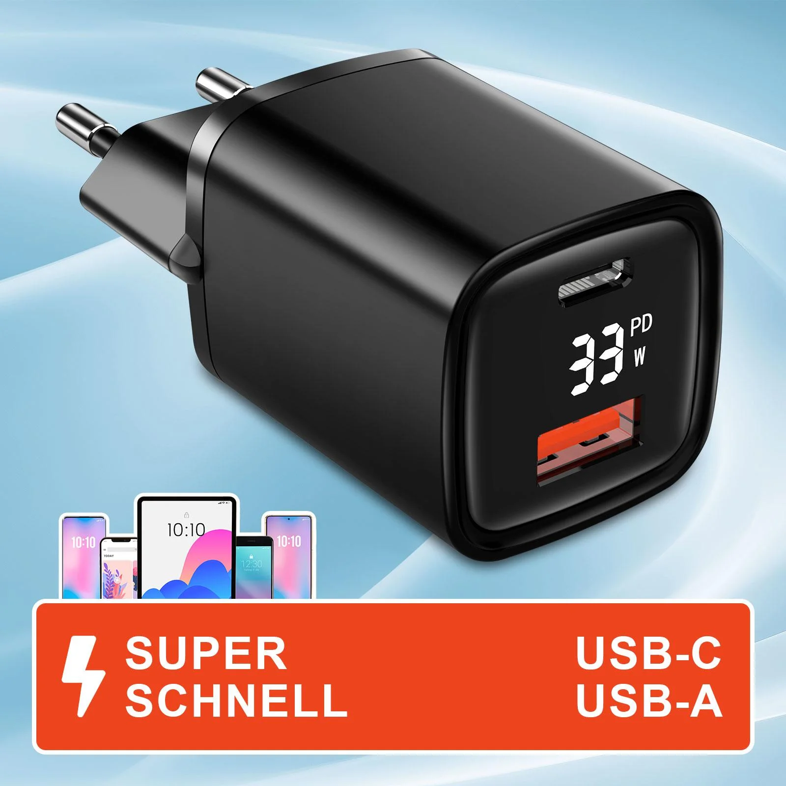 Dual USB Ladegerät mit USB-C / A Port mit Schnellladefunktion, 33 Watt PowerDevice - 0
