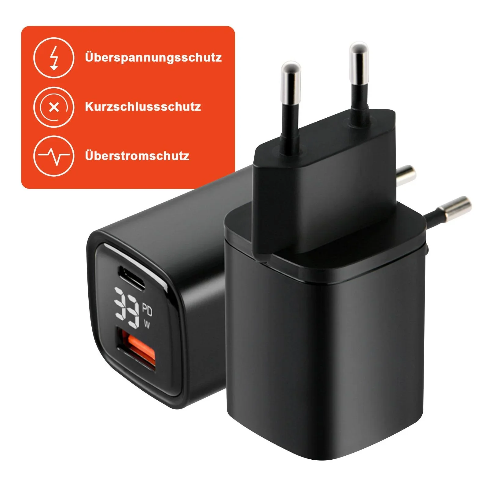 Dual USB Ladegerät mit USB-C / A Port mit Schnellladefunktion, 33 Watt PowerDevice - 5