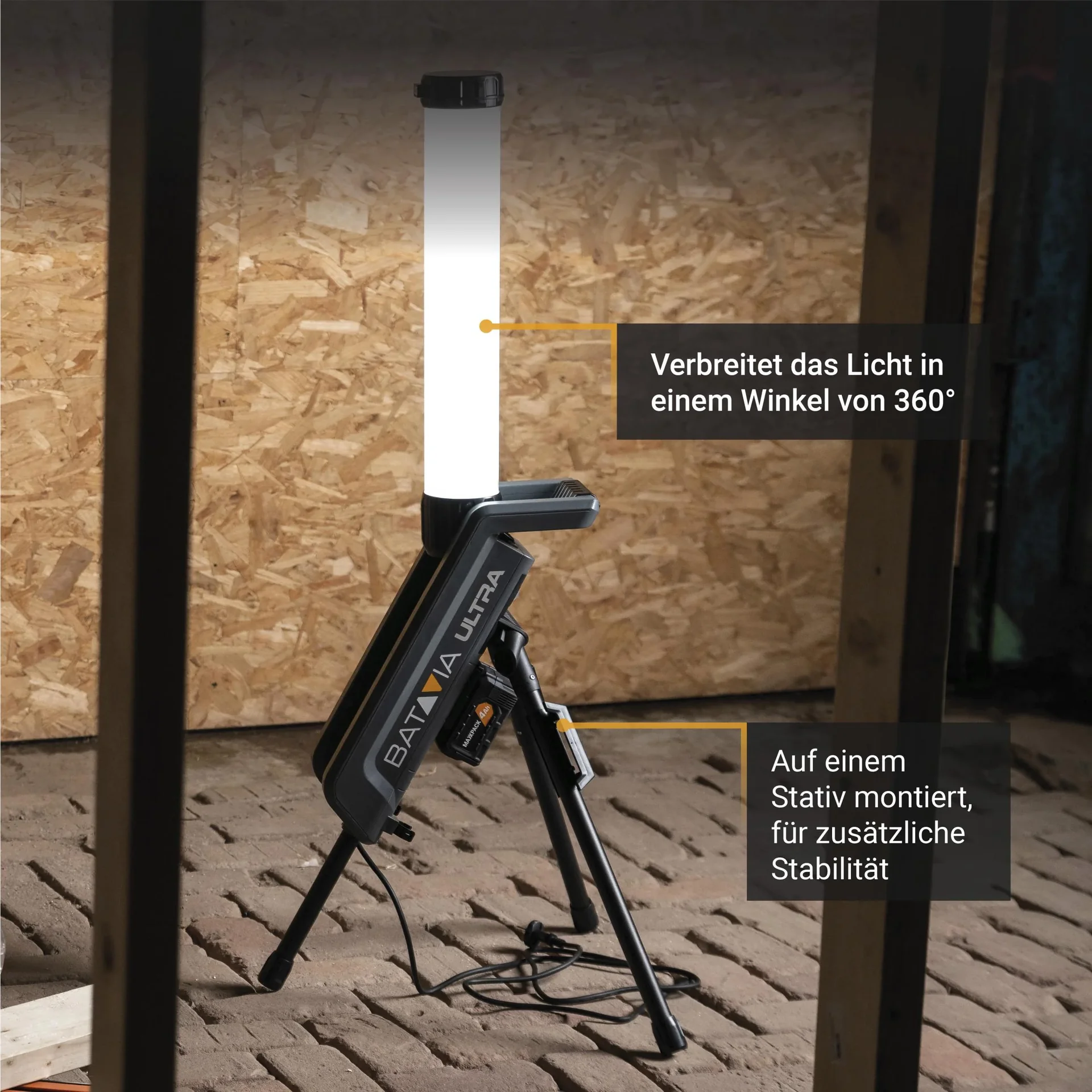 Maxxpack 18V Hybrid-LED-Arbeitsleuchte 360° mit Stativ (ohne Akku und Ladegerät) - 6