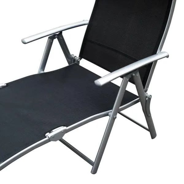 Sonnenliege klappbar mit Kissen Schwarz - 3