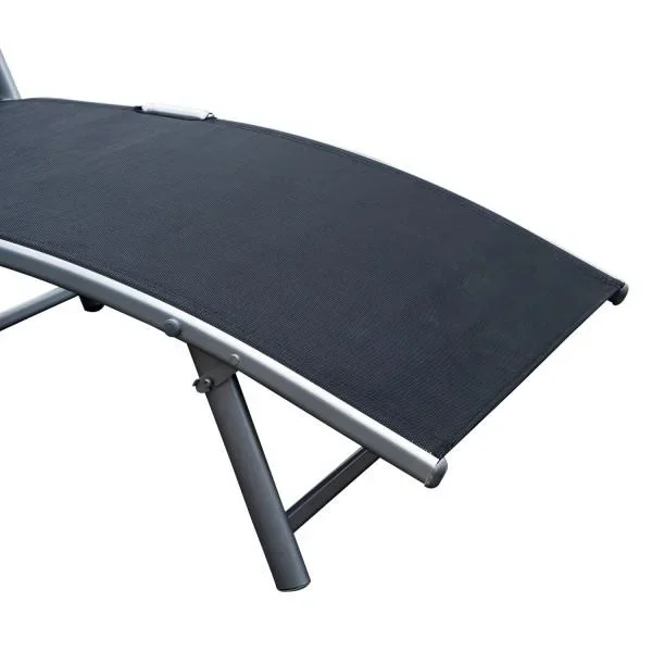 Sonnenliege klappbar mit Kissen Schwarz - 7