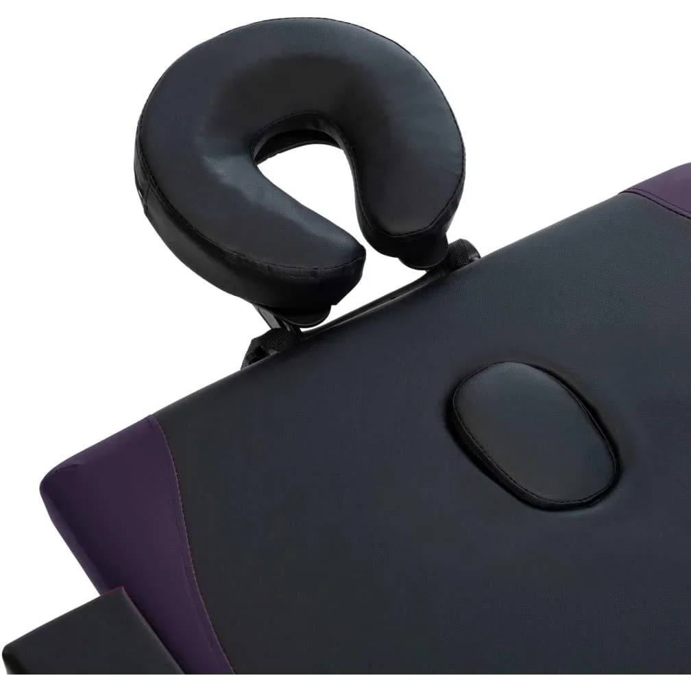 Klappbarer Massagetisch 4 Zonen Holz schwarz und lila - 0