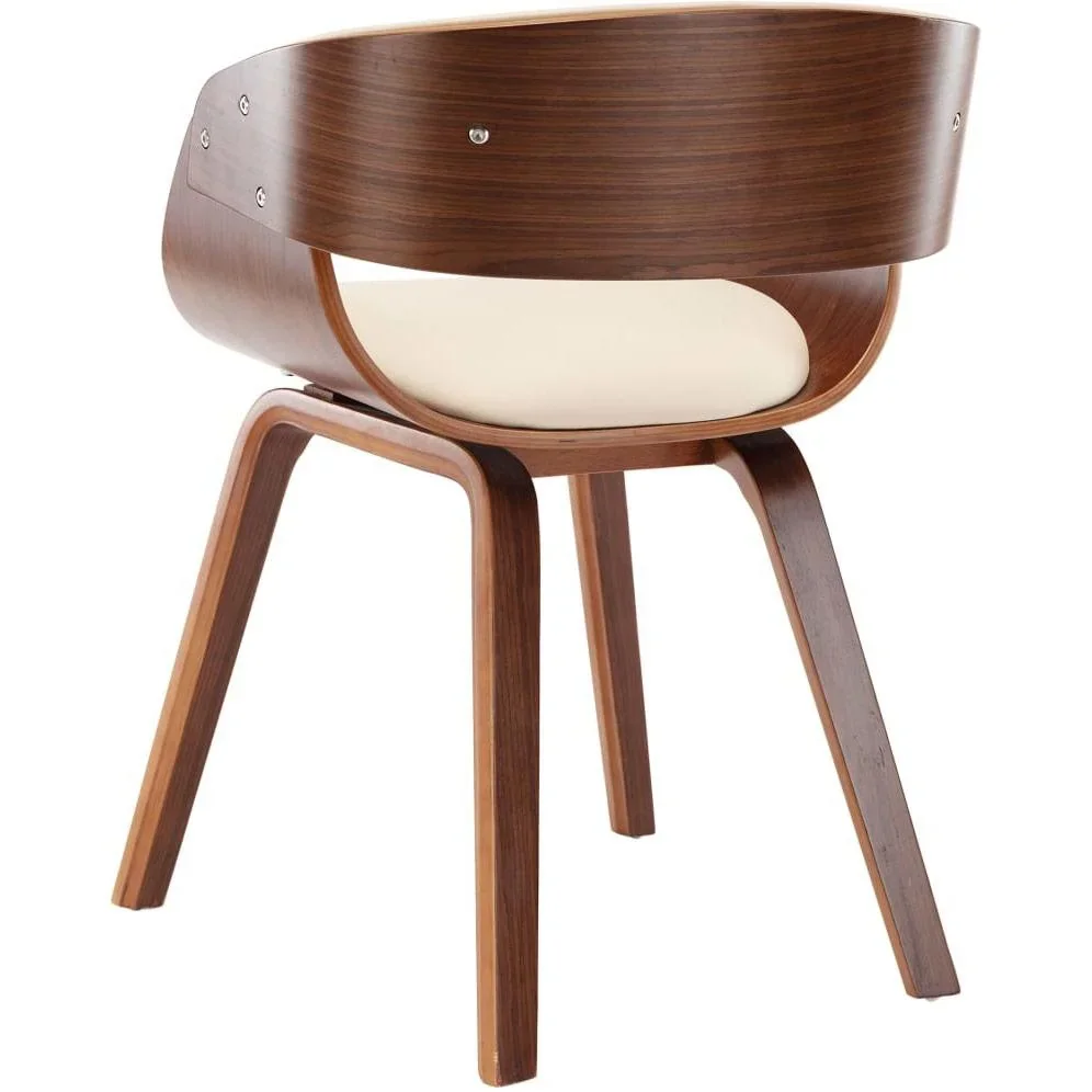 Esszimmerstuhl gebogenes Holz und Kunstleder creme - 0