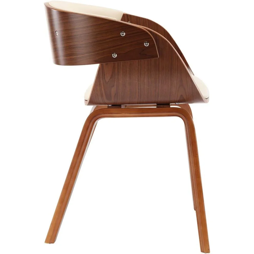 Esszimmerstuhl gebogenes Holz und Kunstleder creme - 1