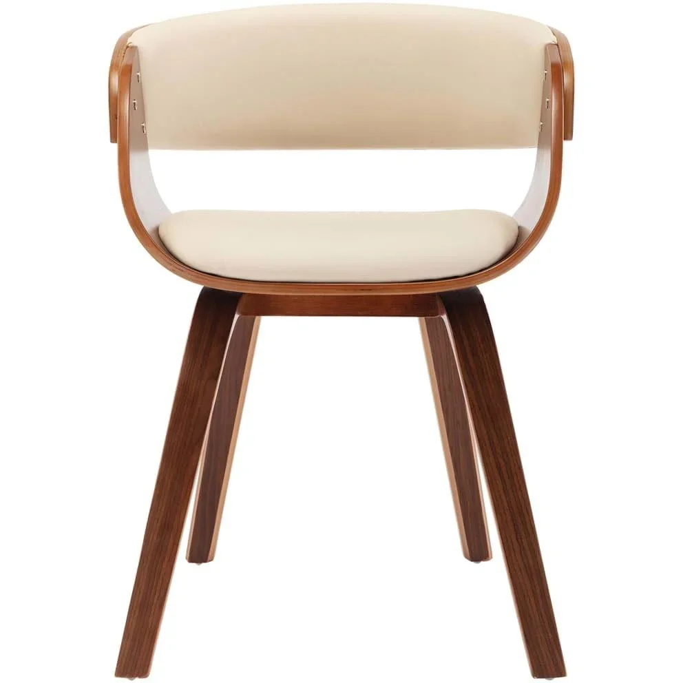 Esszimmerstuhl gebogenes Holz und Kunstleder creme - 2