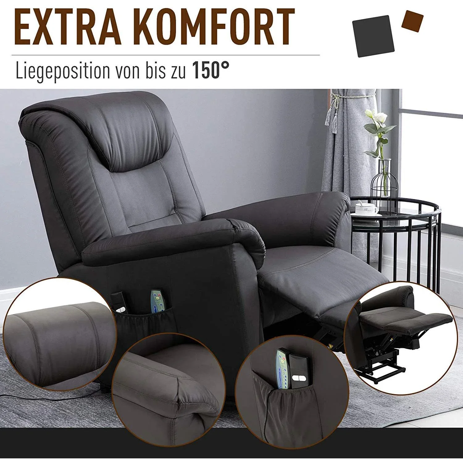 Massagesessel mit Wärmefunktion und Aufstehhilfe - 2