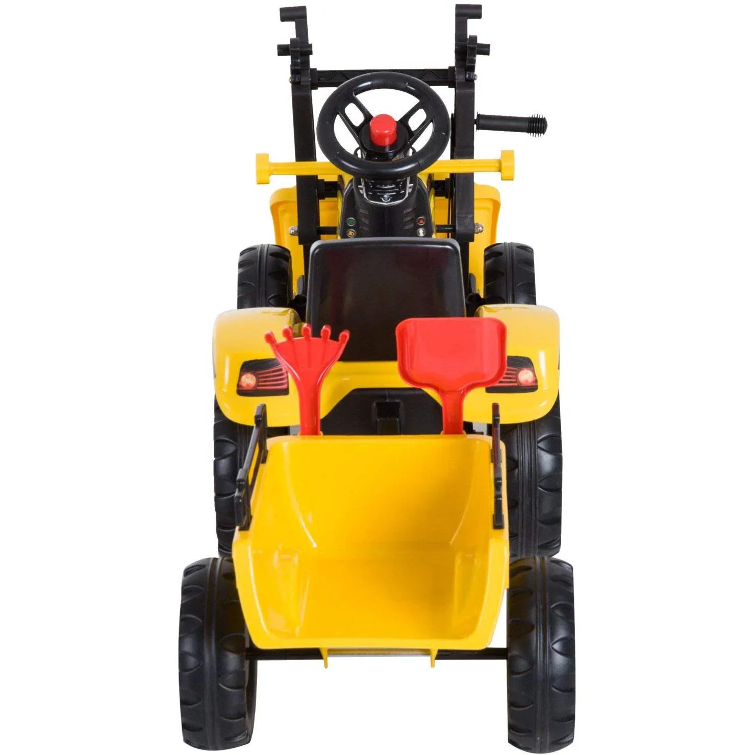 Tretauto Traktor mit Fontlader und Anhänger ab 3 Jahre Schwarz+Gelb - 2