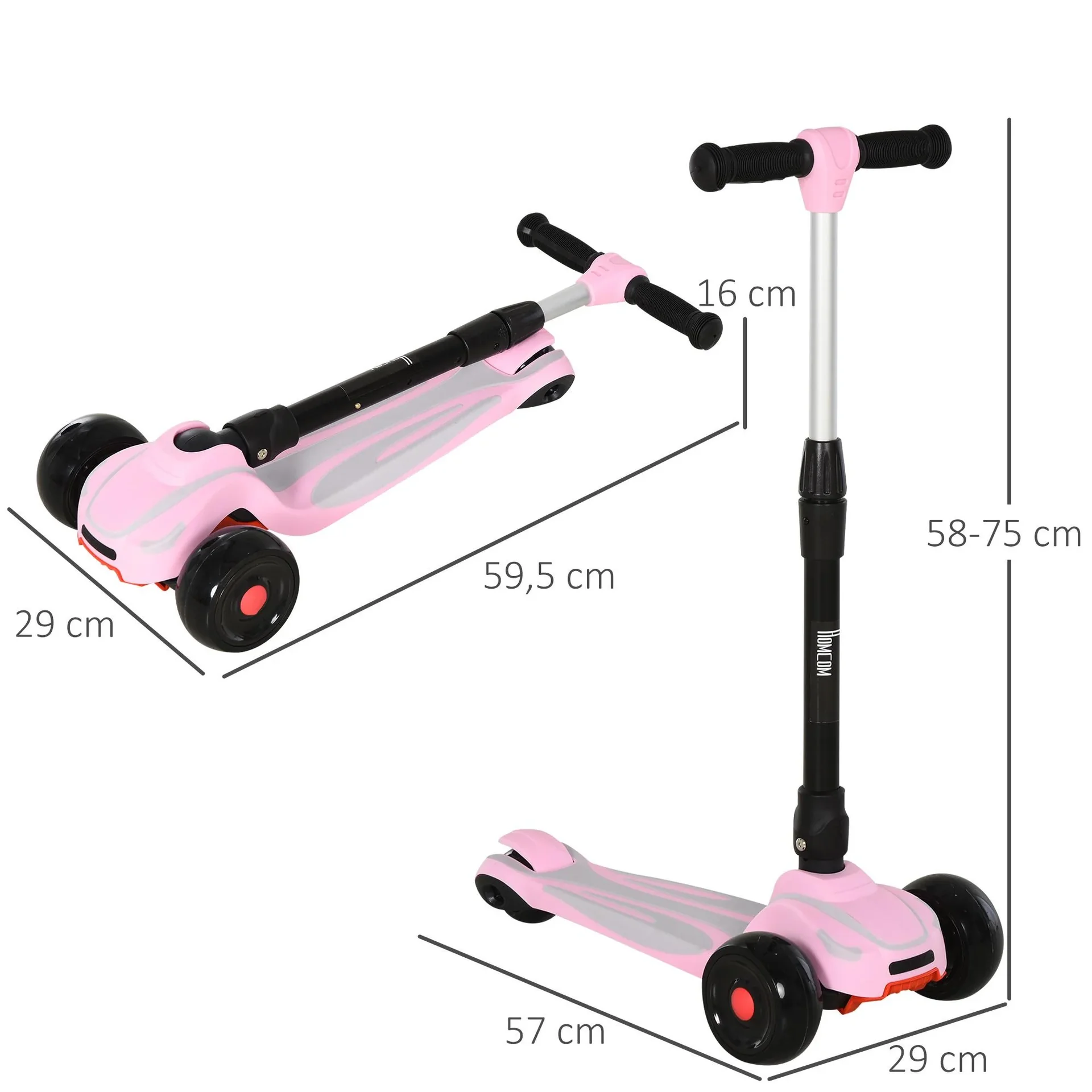 Mädchenroller mit einstellbarer Höhe, rosa - 1