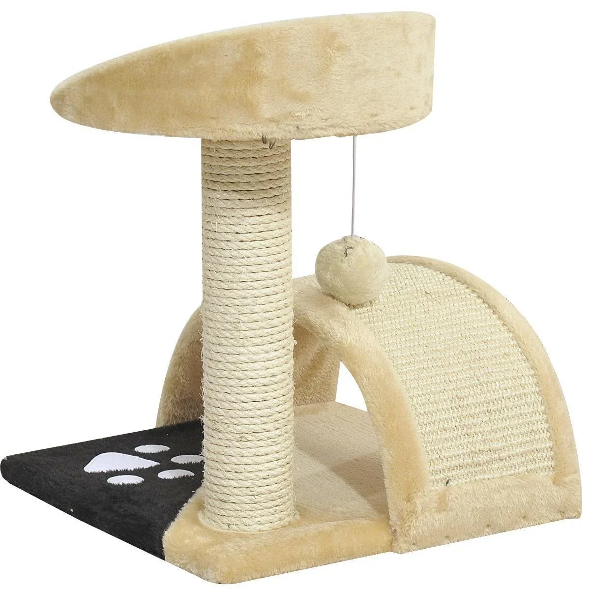 Katzenbaum mit beigem Plüsch 36 cm x 36 cm x 44 cm - 2