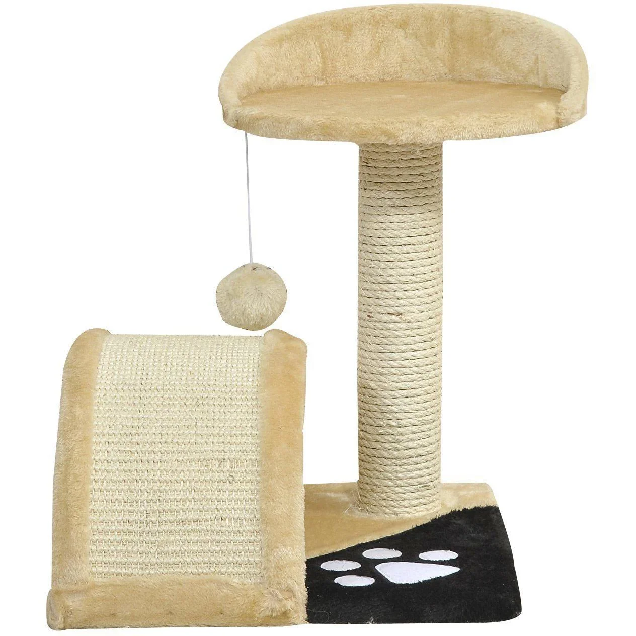 Katzenbaum mit beigem Plüsch 36 cm x 36 cm x 44 cm - 4