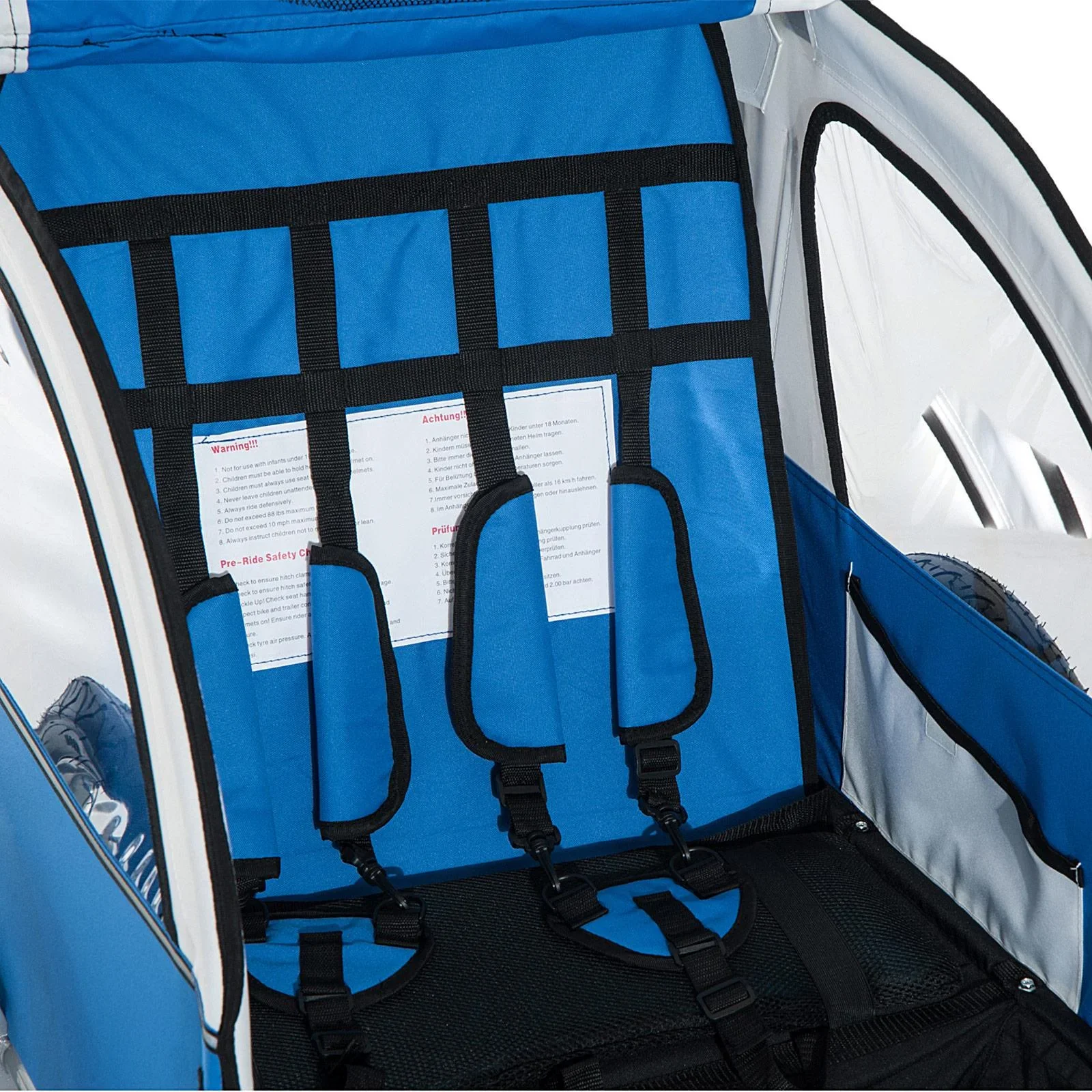 Kinderanhänger 2 in 1 Fahrradanhänger Jogger 360° Drehbar Blau-Grau - 1