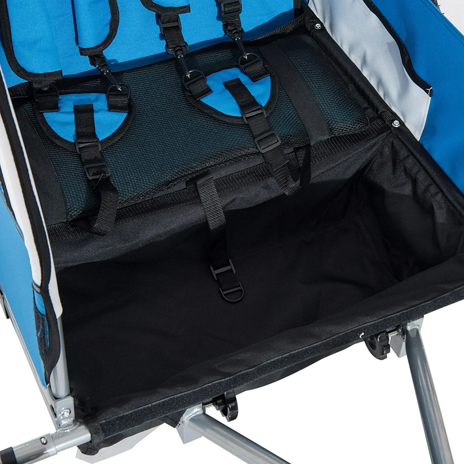 Kinderanhänger 2 in 1 Fahrradanhänger Jogger 360° Drehbar Blau-Grau - 2