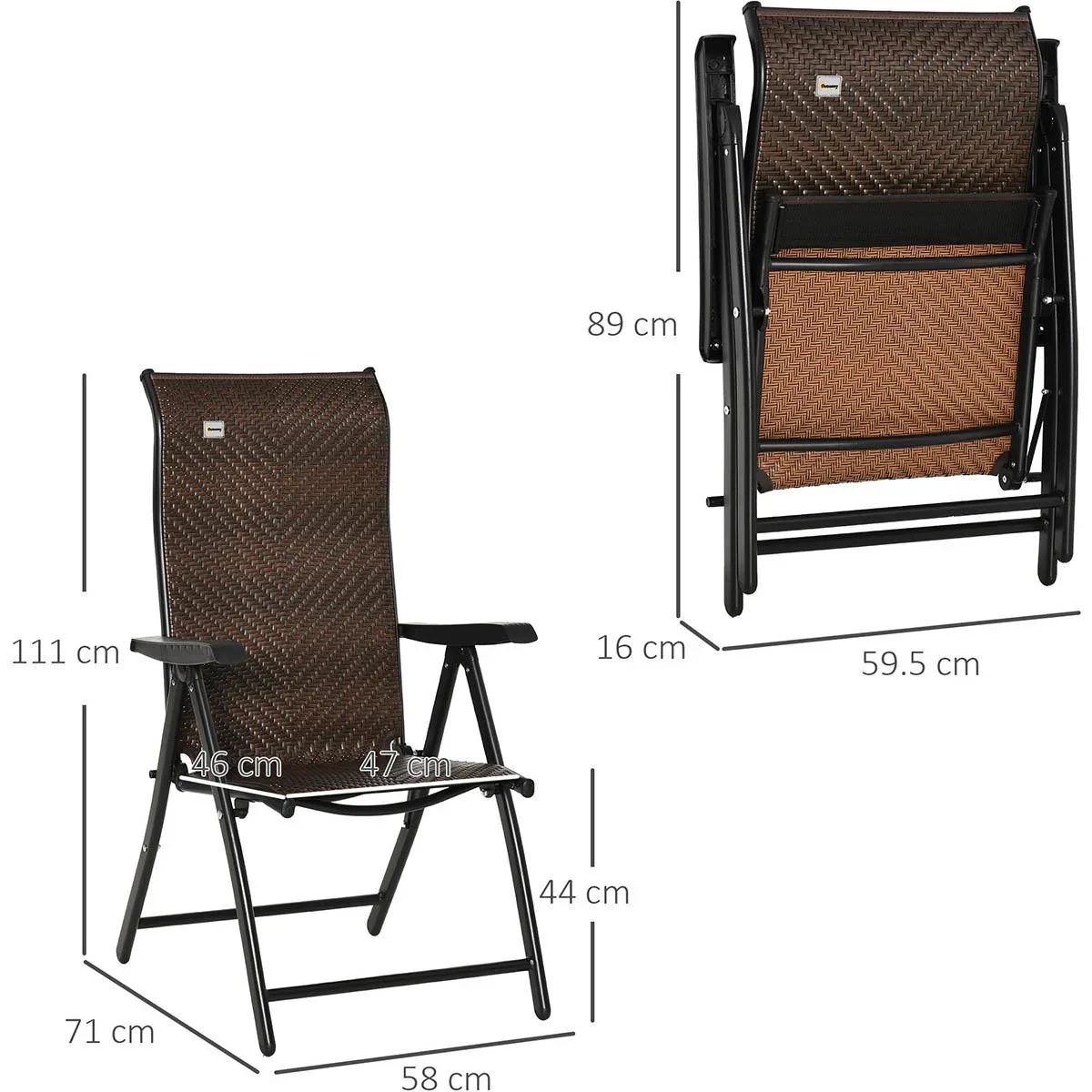 Rattan Gartenstuhl klappbar braun - 2