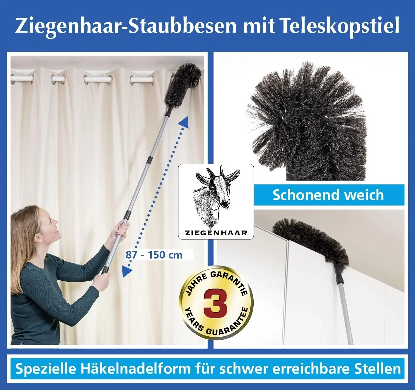 Ziegenhaar-Staubbesen mit Teleskopstiel - 4