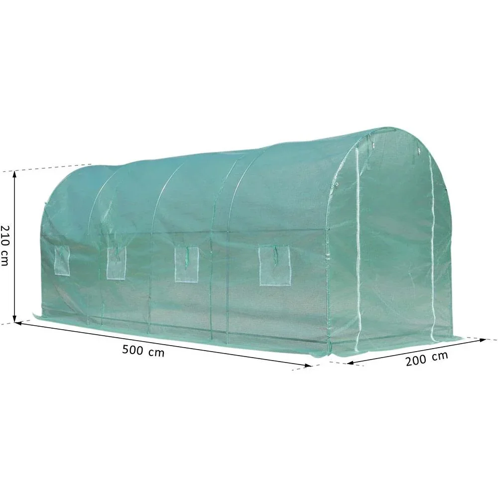 Foliengewächshaus mit 8 Seitenfenstern grün/weiß - 0