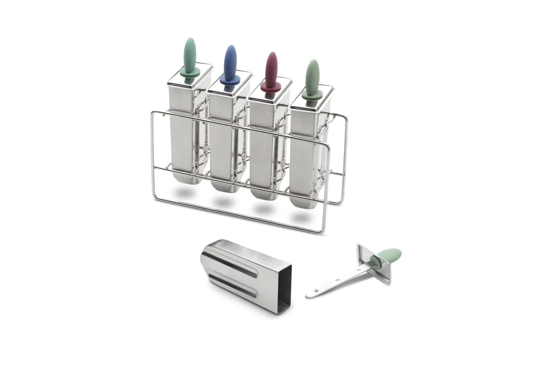 Speiseeisformer aus Edelstahl mit Ständer, 4er-Set - Stieleis-Former - Ice Pops - 0