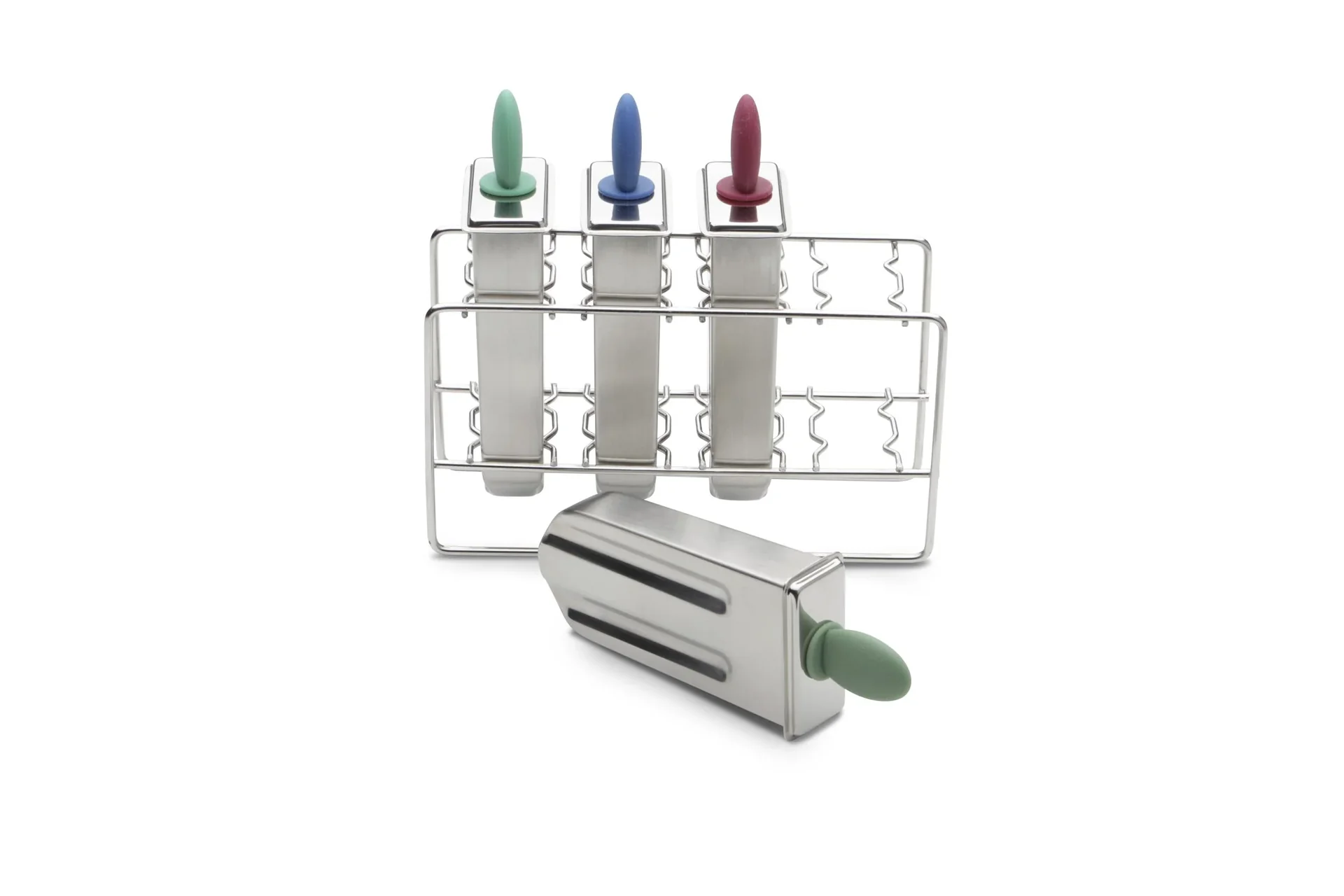 Speiseeisformer aus Edelstahl mit Ständer, 4er-Set - Stieleis-Former - Ice Pops - 1