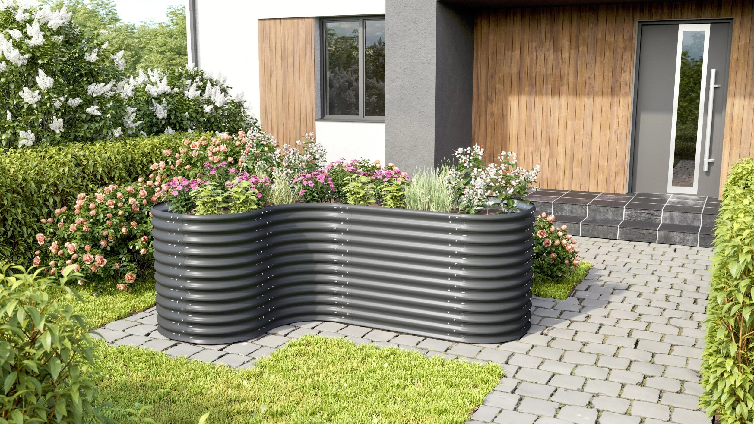 Hochbeeterweiterung Curve 858, Farbe granit - 1