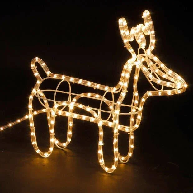 Weihnachtsbeleuchtung Rentier mit Schlitten - 2er-Set - Warmweiß - 2