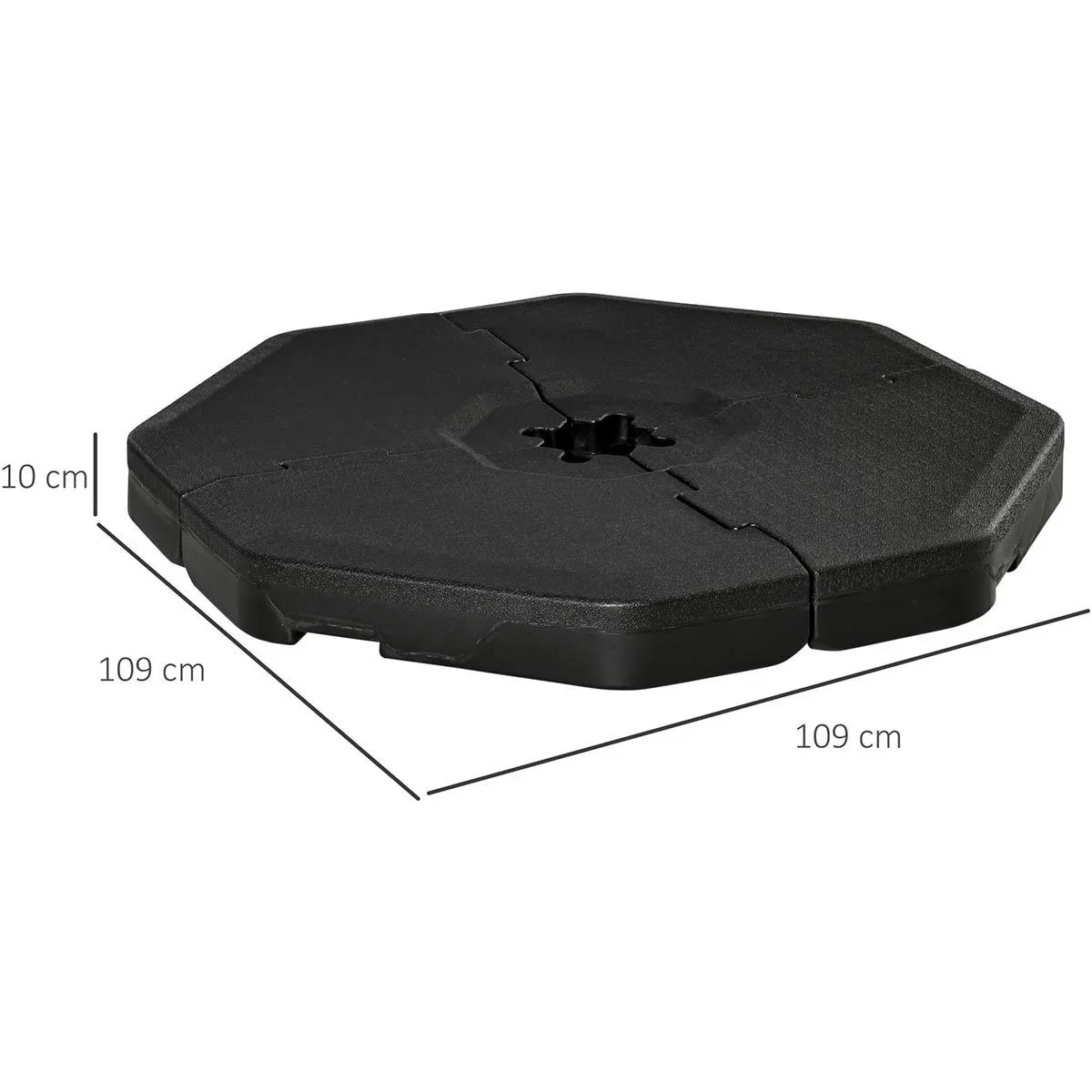 Sonnenschirmgewicht 4-tlg. Schirmgewicht für Ampelschirm Bodenkreuz Sand/Wasser befüllbar bis 140 kg HDPE Schwarz - 0