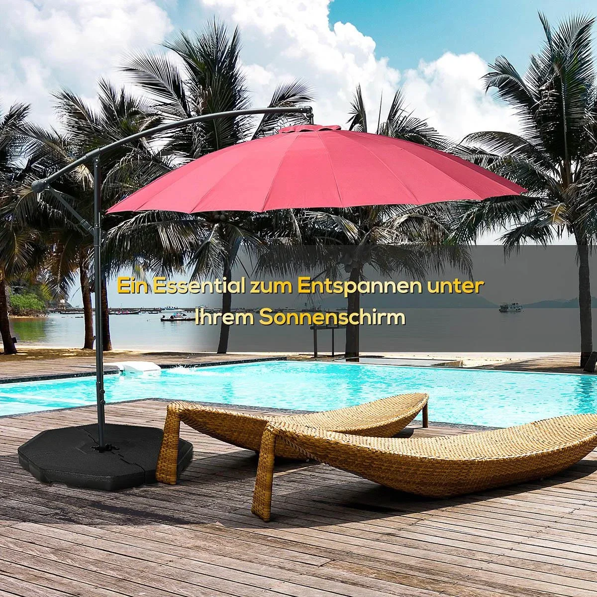 Sonnenschirmgewicht 4-tlg. Schirmgewicht für Ampelschirm Bodenkreuz Sand/Wasser befüllbar bis 140 kg HDPE Schwarz - 2