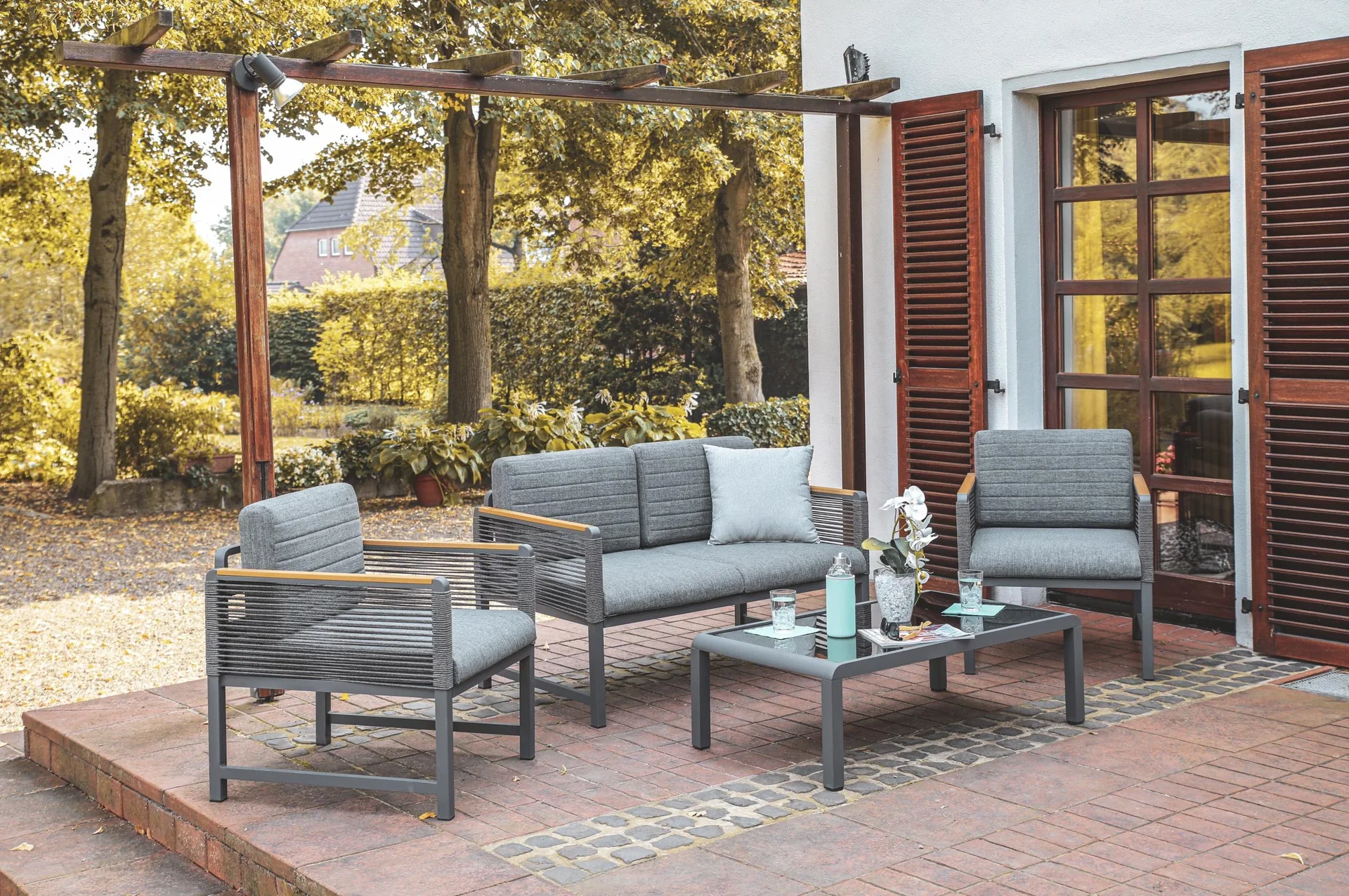 Gartenmöbel-Lounge-Set "Nevi" - dunkelgrau   - 0