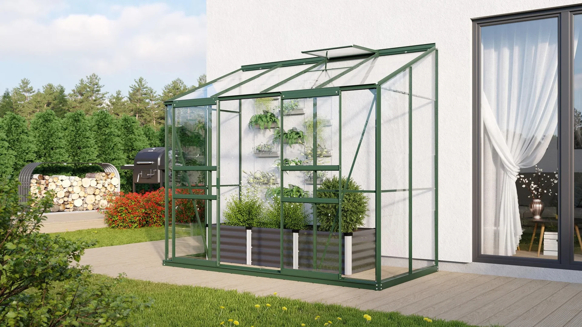 Gewächshaus Styx 3300 ESG3 mm, Farbe smaragd - 1