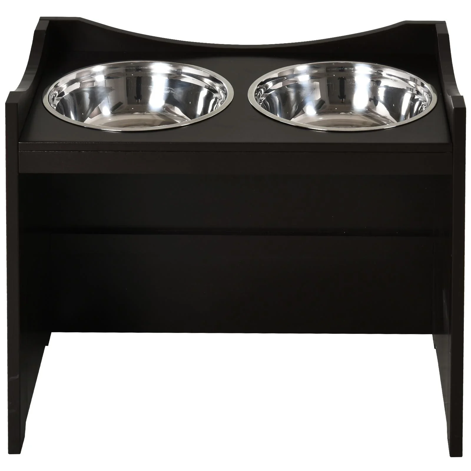 Höhenverstellbare Hundeschüssel MDF rostfrei, dunkelbraun - 4
