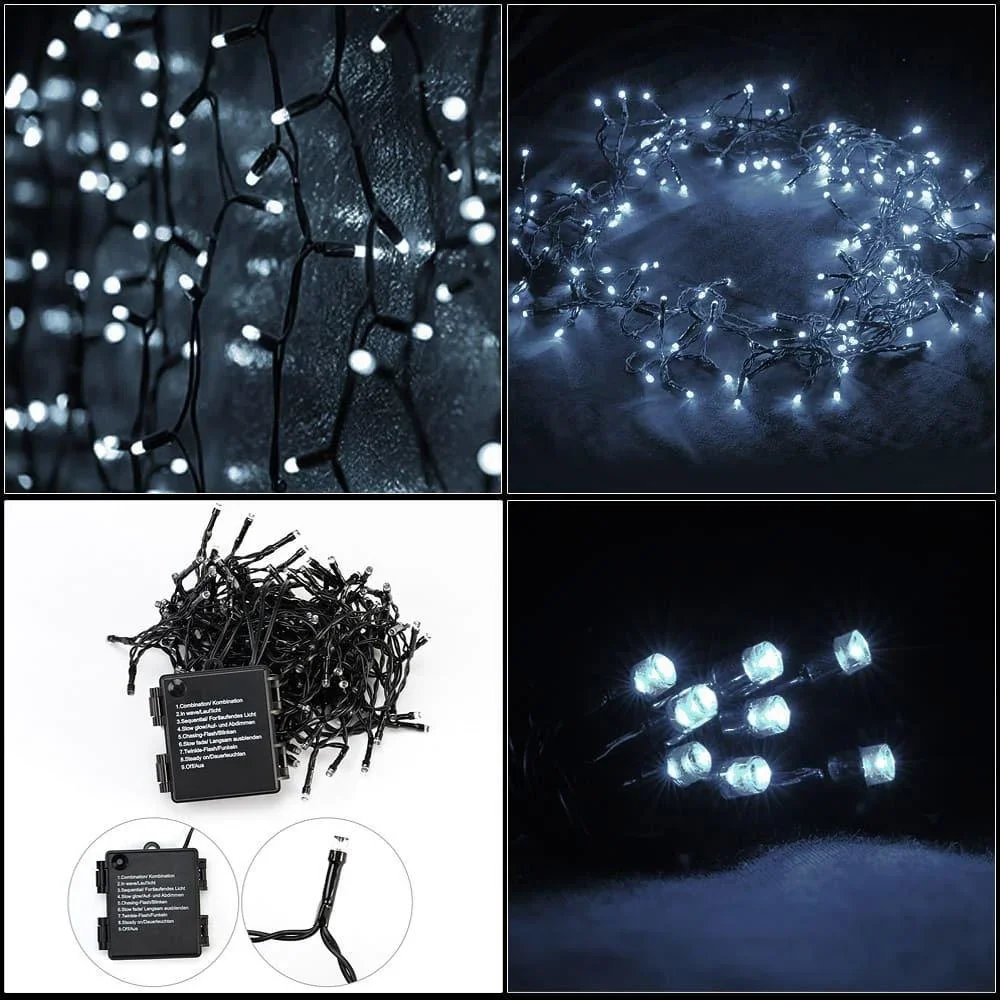 Weihnachtslichterkette Kaltweiß 7m Timer - 1