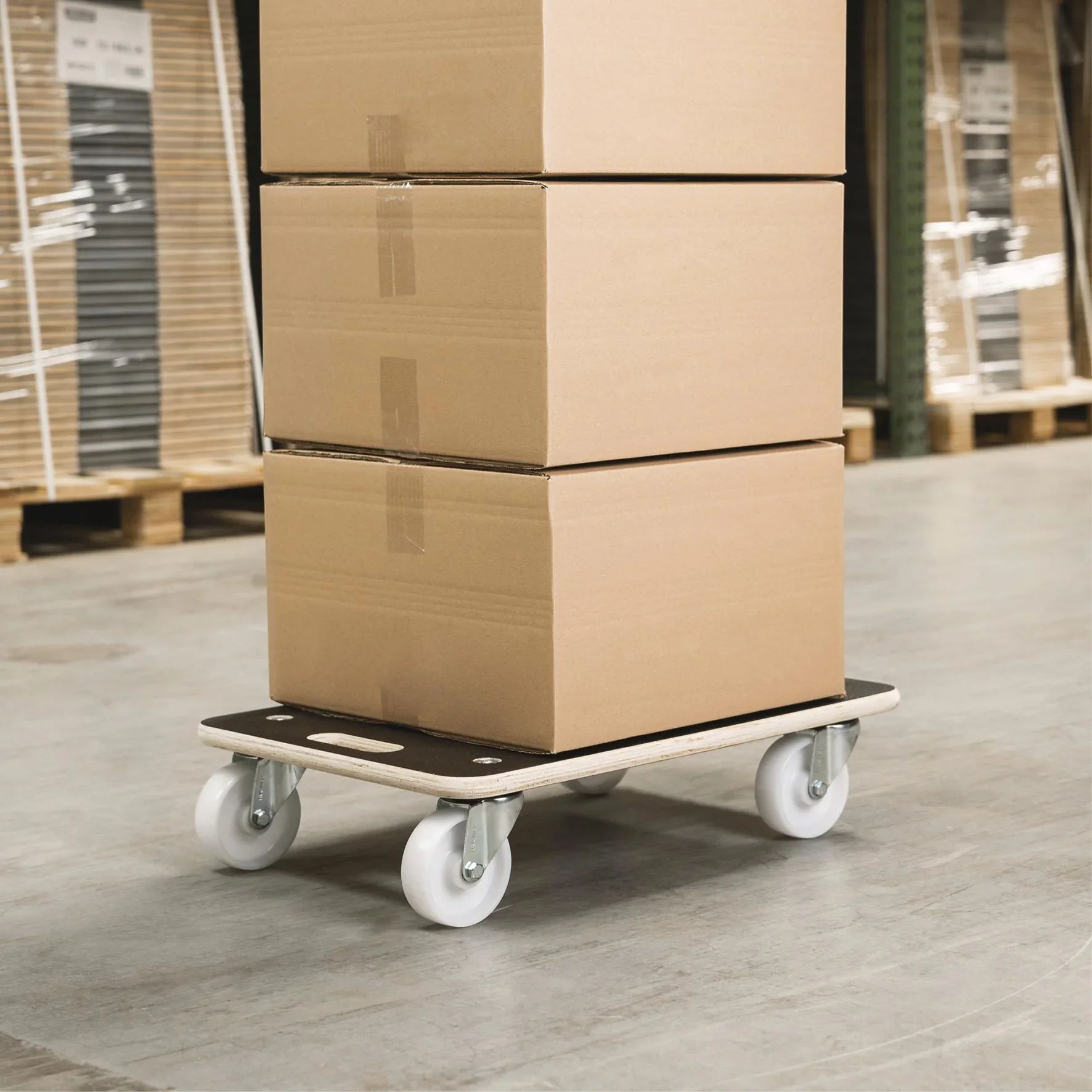 Transporthilfe MM 1614, 59 x 39 x 13,5 cm, harte Rollen Ø 100 mm, Rollenlager, Platte Maxigrip FSC®, 400 kg Tragkraft - 4