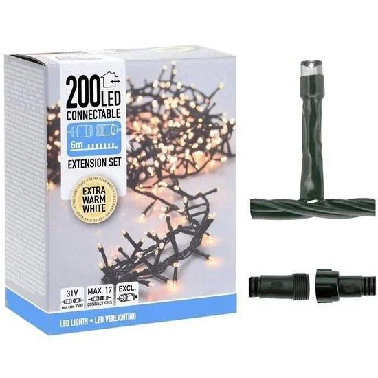 Weihnachtsbeleuchtung - Verkettbar - 200 LED - 6 Meter - Warmweiß - 0