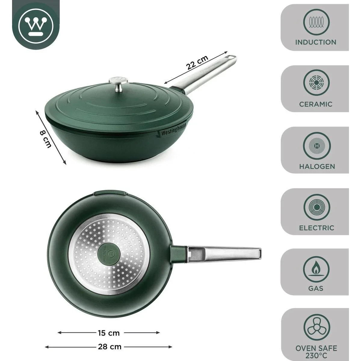 Performance Series Wokpfanne - Wok mit Deckel - 28 cm - Grün - 0