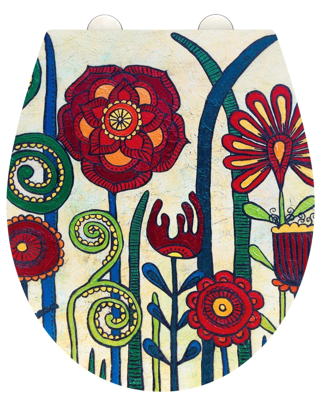 WC-Sitz red Blossom, Rollin'Art Toilettensitz mit Relief Oberfläche und Absenkautomatik - 1